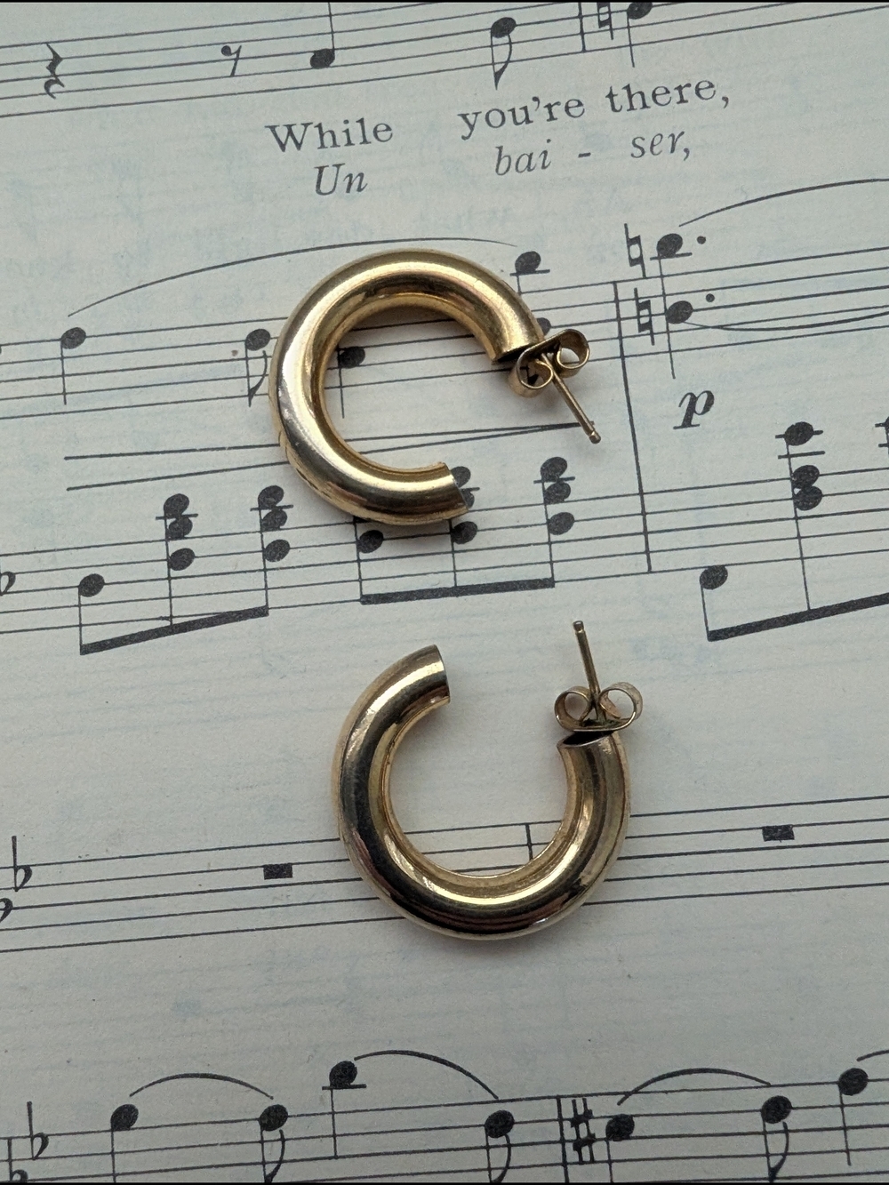 Classic Chunky Hoop Earrings - Gold Tone